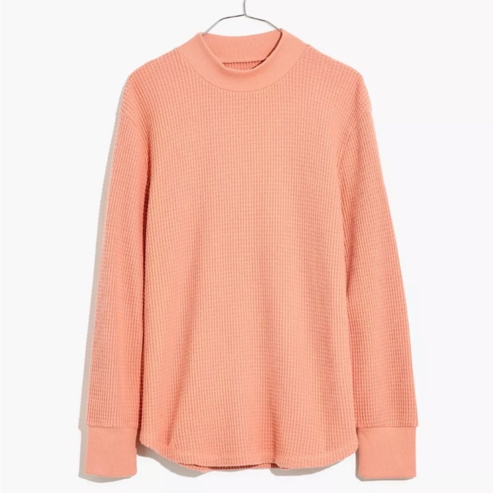 Mockneck waffle sweatshirt tee